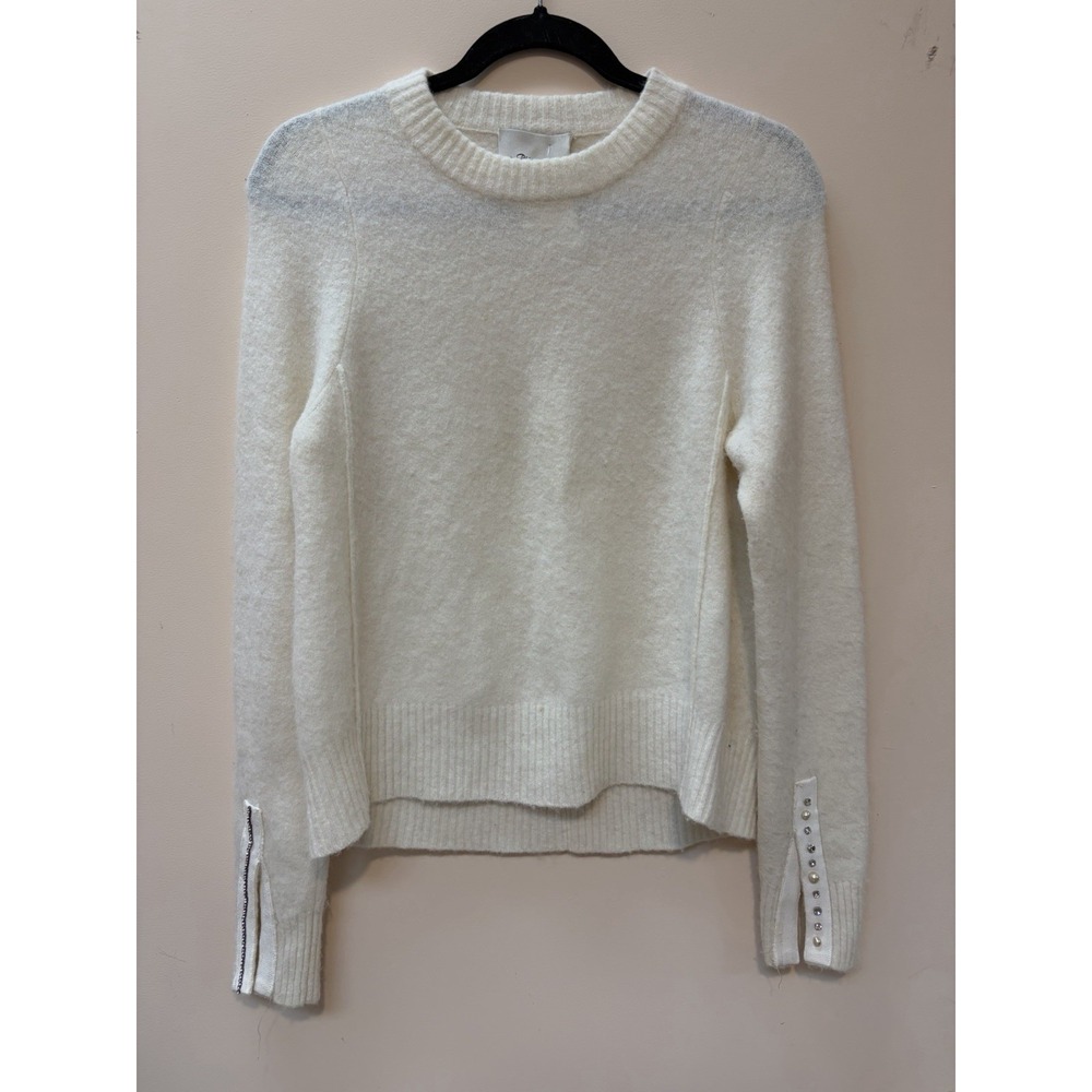 3.1 Phillip Lim Sweater Women S White Wool Blend Embellished Pearl Cuff Pullover